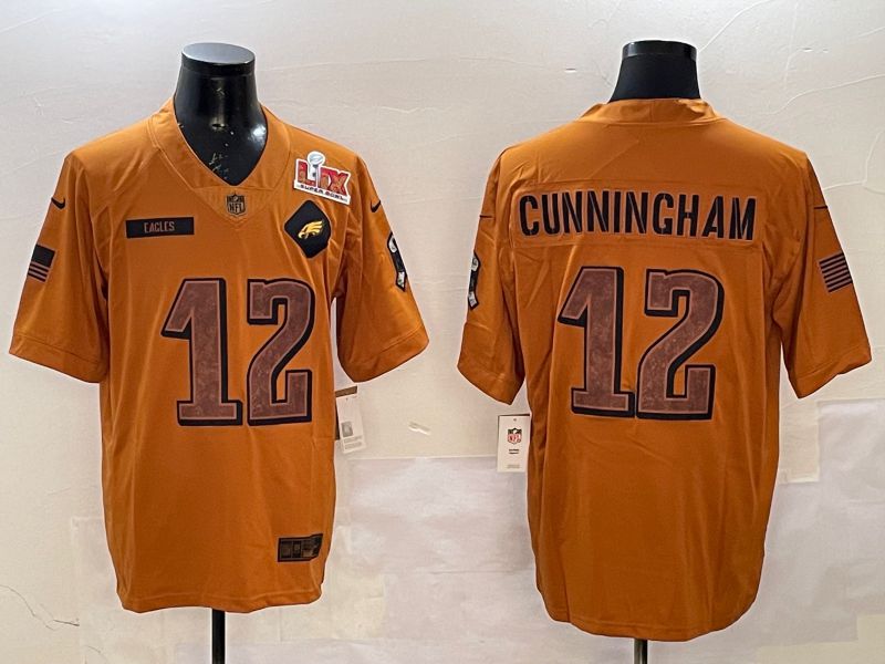 Men Philadelphia Eagles #12 Cunningham Yellow Nike 2025 Salute to Service Limited NFL Jersey style 2